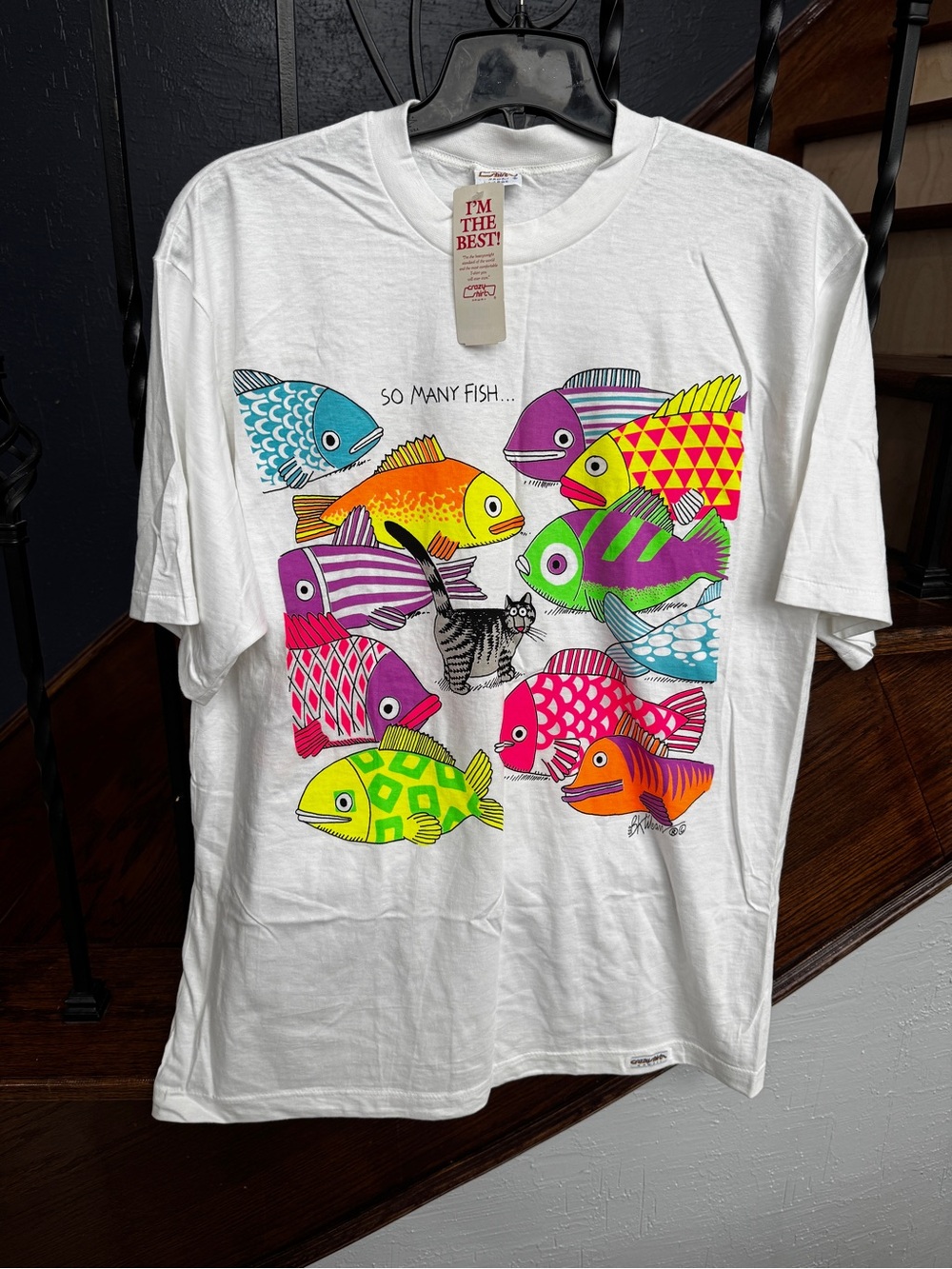 NEW NWT LARGE Crazy Shirts Too Many Fish Too Little time B. Kliban Hawaii